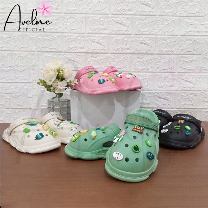 NexXio PROMO Sandal Kodok Slop Wanita Model Toystory Terbaru Import Sandal Crocs Baim Jibbits Toys Unisex + Accesories Import High Quality