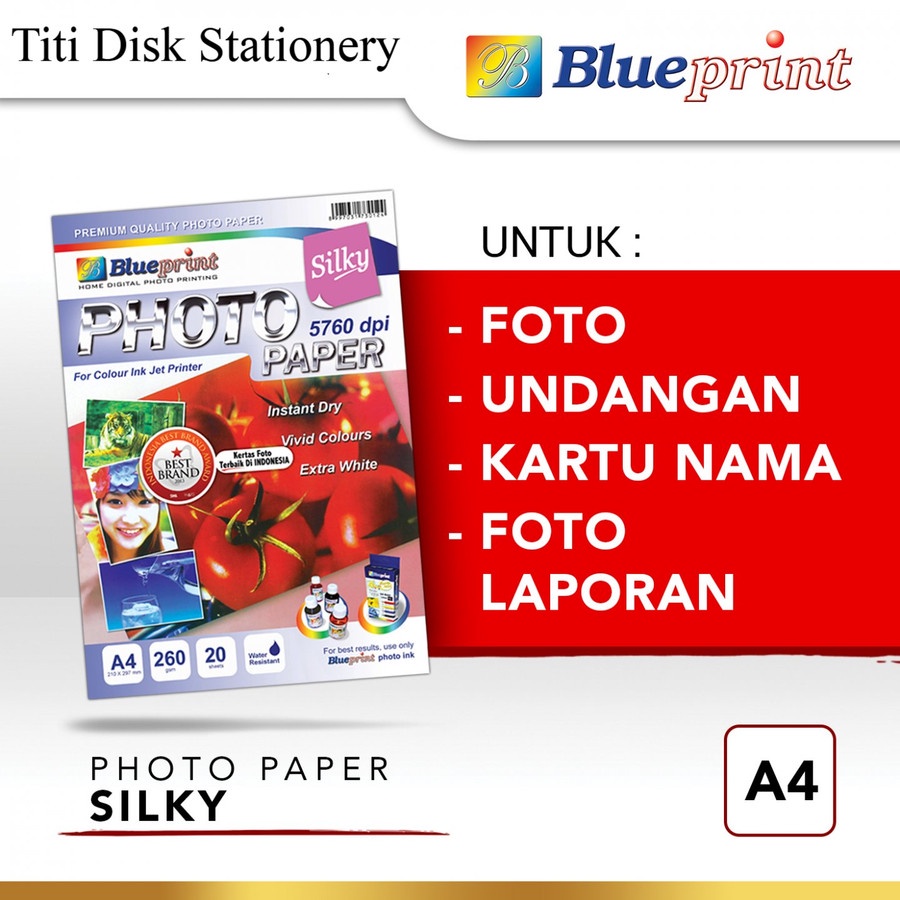 

Kertas Foto / Kertas Silky / Silky Photo Paper BLUEPRINT A4 260 gsm