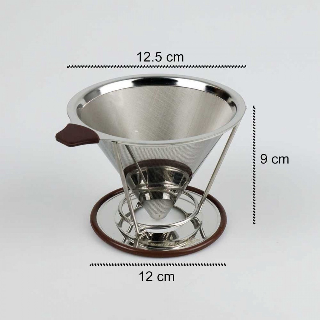 Filter Stainless Saringan Penyaring Kopi Teh V60 Drip Dengan Holder