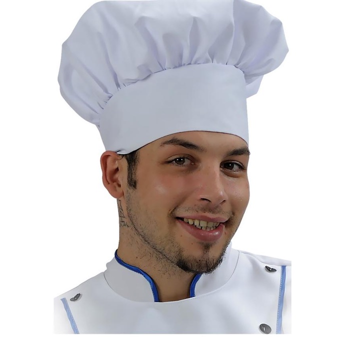 Topi Chef Jamur/Chef Hat/Topi Koki Dewasa Full Cotton Putih