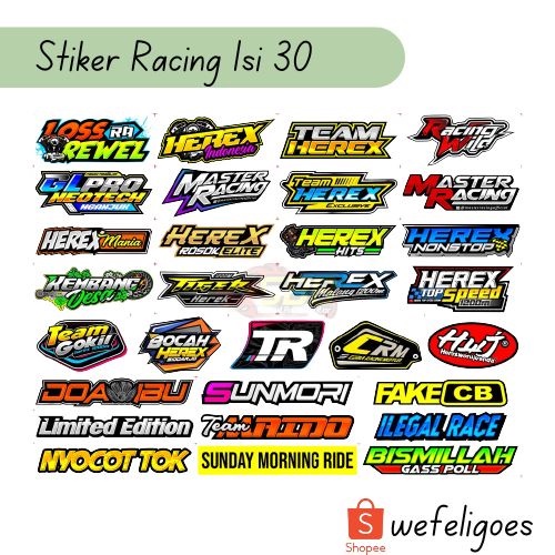 Stiker Herex Stiker Motor Racing Isi 30 - sticker helm - sticker motor - racing herek - Sticker Pack