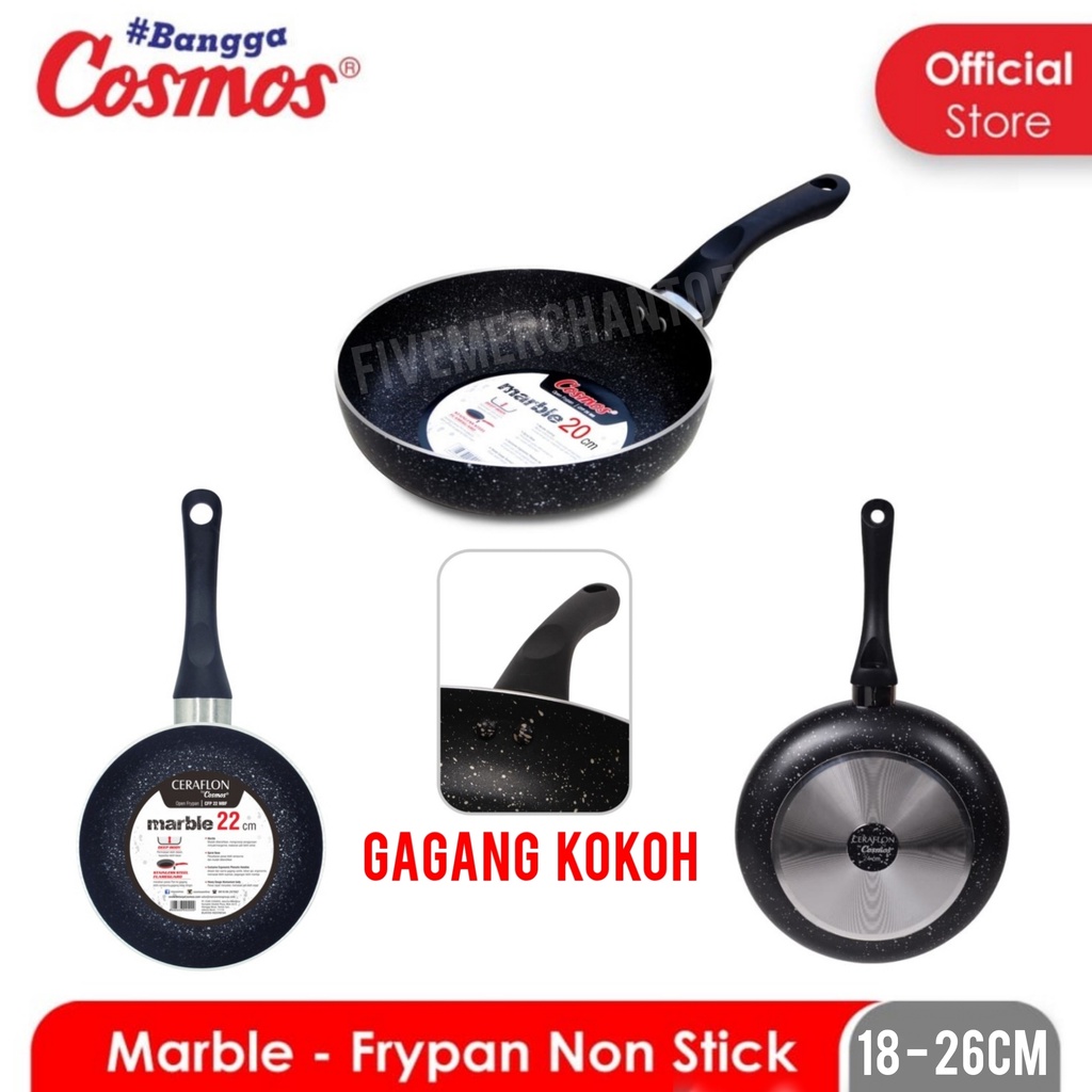 Frypan Cosmos 26 24 22 20 18 cm Ceraflon MARBLE Non Stick Wok MARBEL Teflon Anti Lengket Penggorengan CFP MB