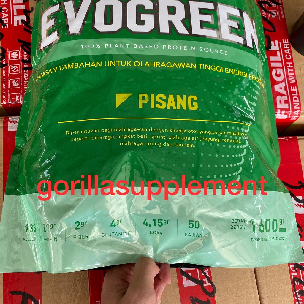 EVOLENE EVOGREEN 1600 Gram Isi 50 SACHET VEGAN PROTEIN Plant Based Vegetarian Suplement Fitness BEBAS LAKTOSA  SUSU
