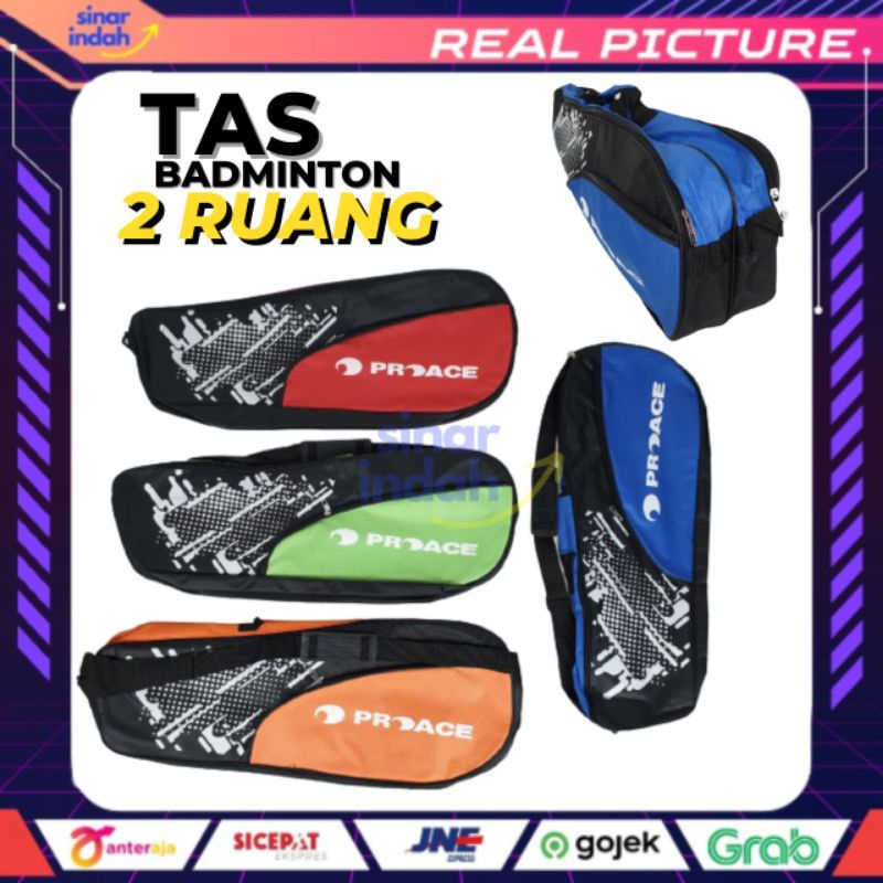 Tas Raket Badminton ProAce 2 Ruang Sleting Bulutangkis