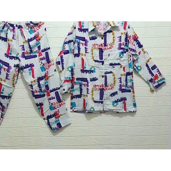 SET PIYAMA RAYON PREMIUN LENGAN PANJANG/BAJU TIDUR RAYON NAGITA - Nagita ungu