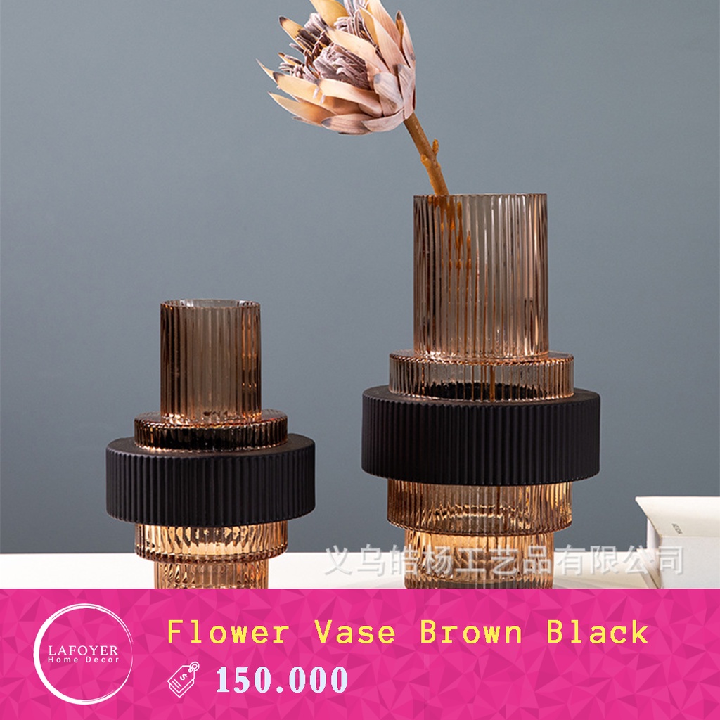 VAS BUNGA KACA COKLAT/ BUNGA KERING / HIDROPONIK / RUSTIC / KARAFE ESTETIK / POT TANAMAN AIR / VAS