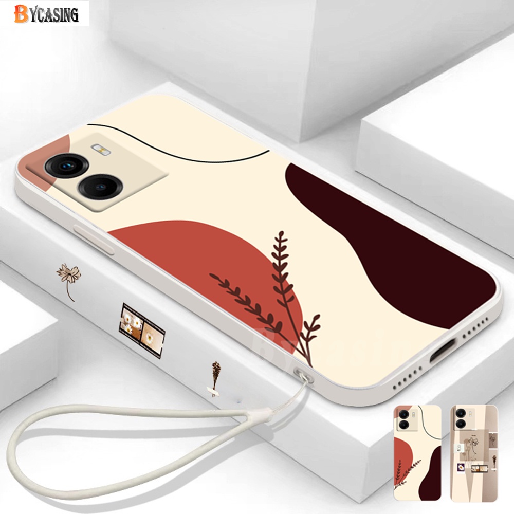 Vivo Y02 Y16 Y35 Y22 V27e V25e V23e V21e Y33S Y21S Y11 Y12 Y15 Y17 Y12S Y15S Y15A Y20S Y20i Y19 Y91C Y30 Y51 S1 U10 Case Simple Art Jahitan Kubus Lurus Lembut TPU Phone Cover BY