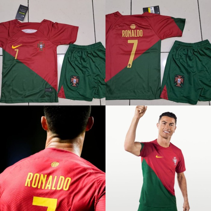 jersey   JERSEY BAJU BOLA PORTUGAL HOME KIDS ANAK WC 2022 + NAMESET RONALDO - 16(A8L6) BAHAN PREMIUM