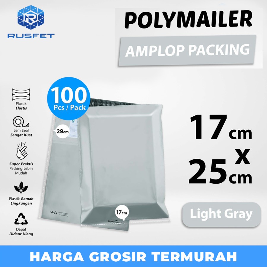 

Polymailer GREY 17x25cm Amplop Plastik Packing Olshop Premium isi 100