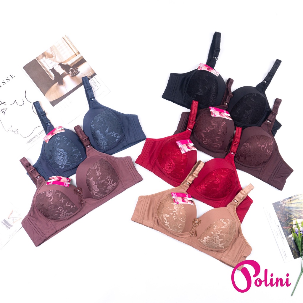 HW - Bra Pakaian Dalam Wanita Jumbo Polini  Tanpa Kawat Kait 3 Bra G668
