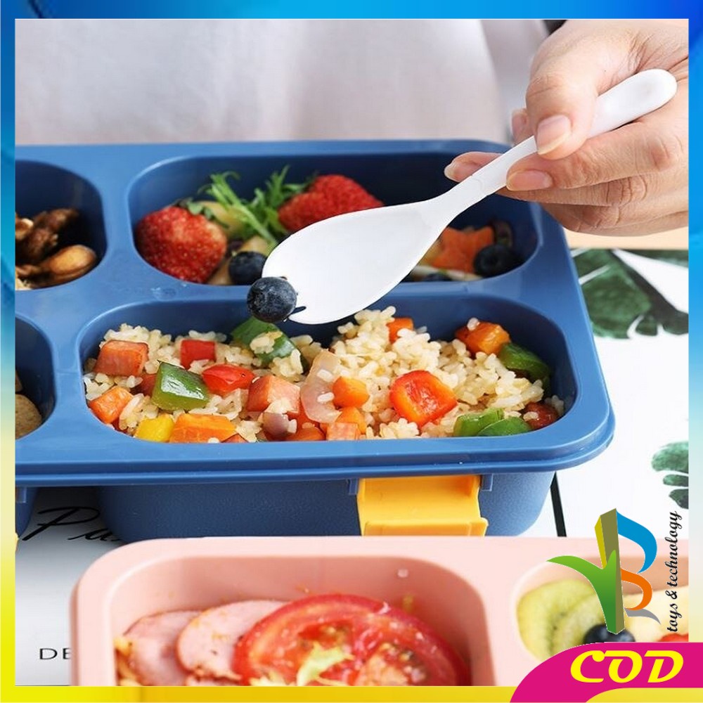 RB-C446 Kotak Bekal 3 Sekat 4 Sekat Anti Tumpah Tempat Makan Lunch Box Free Sendok Food Grade Impor Murah