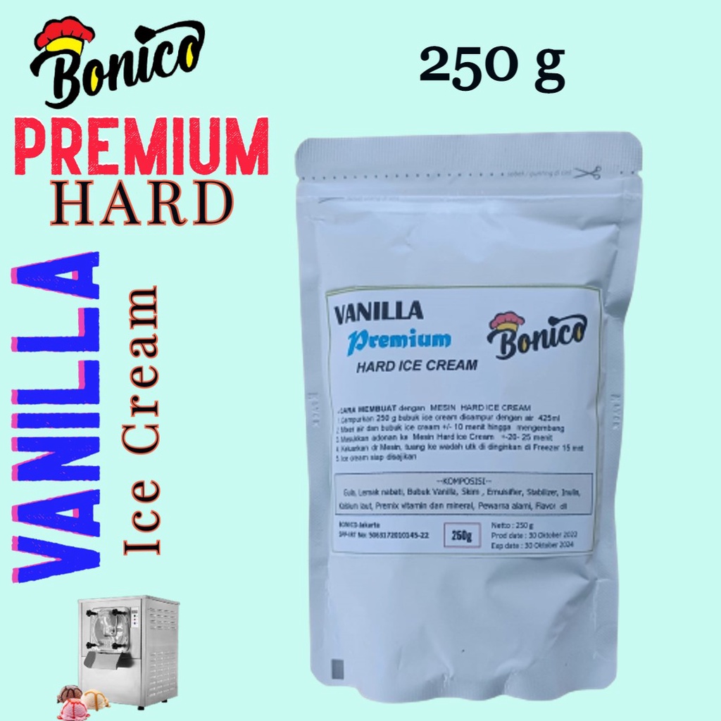 Bonico Vanila Hard Premium Ice cream powder 250gr Bubuk Es krim vanila dg Mesin ice cream maker otom