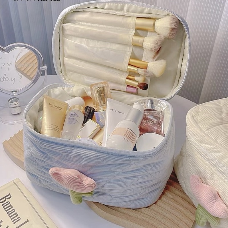 tas kosmetik dan kuas brush make up pouch besar jumbo travel organizer multifungsi serbaguna warna pastel cantik lucu aesthetic korean style kekinian murah viral premium PO15