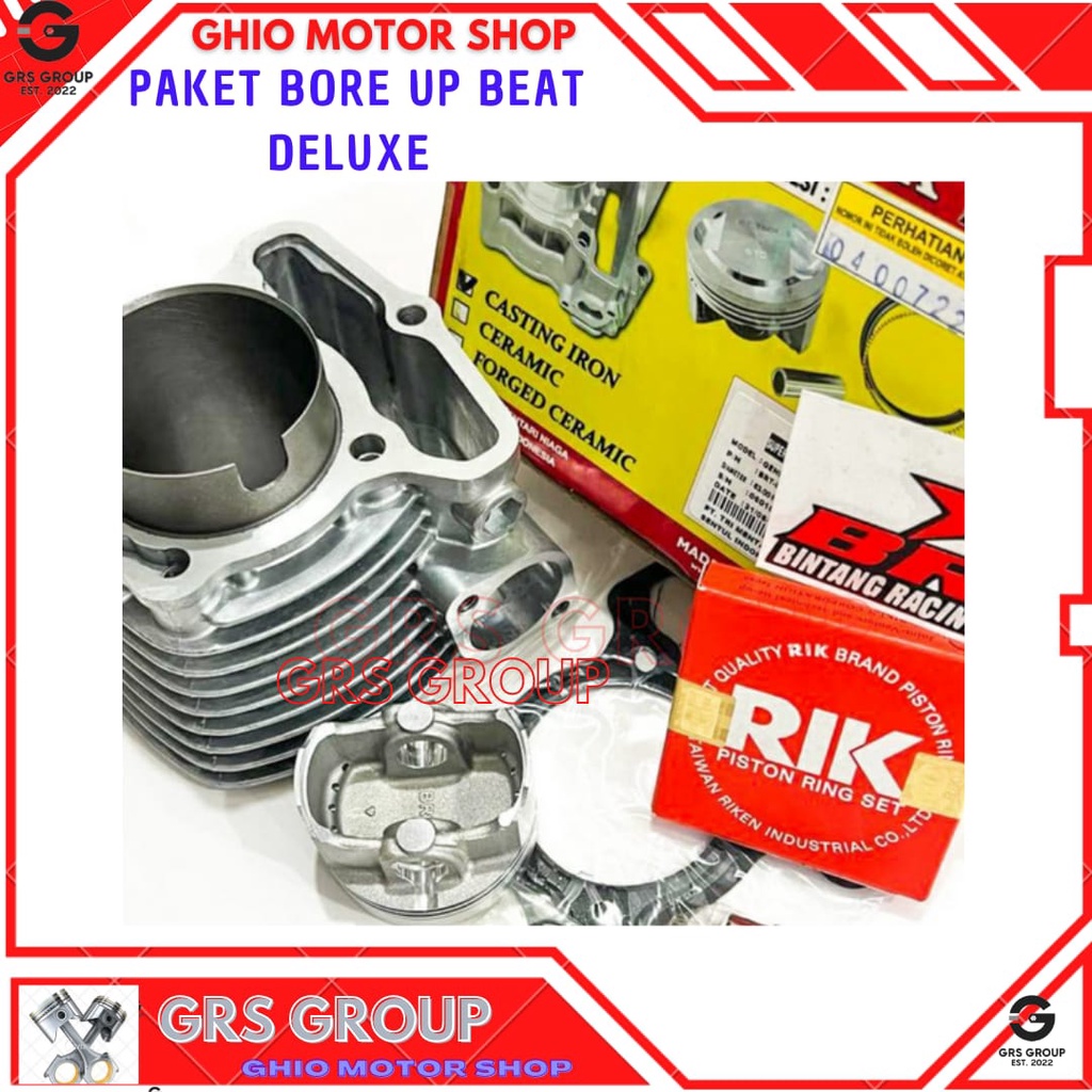 Paket Bore Up BRT 53 Beat Deluxe Beat New Genio Scoopy New Prestige Blok Piston BRT Beat Deluxe Blok Seher BRT beat Deluxe Genio Beat street New Paketan BRT Beat New Beat 2020 2021 2022 Seher beat deluxe Piston Beat Delux Genio 53 mm ghio motor shop