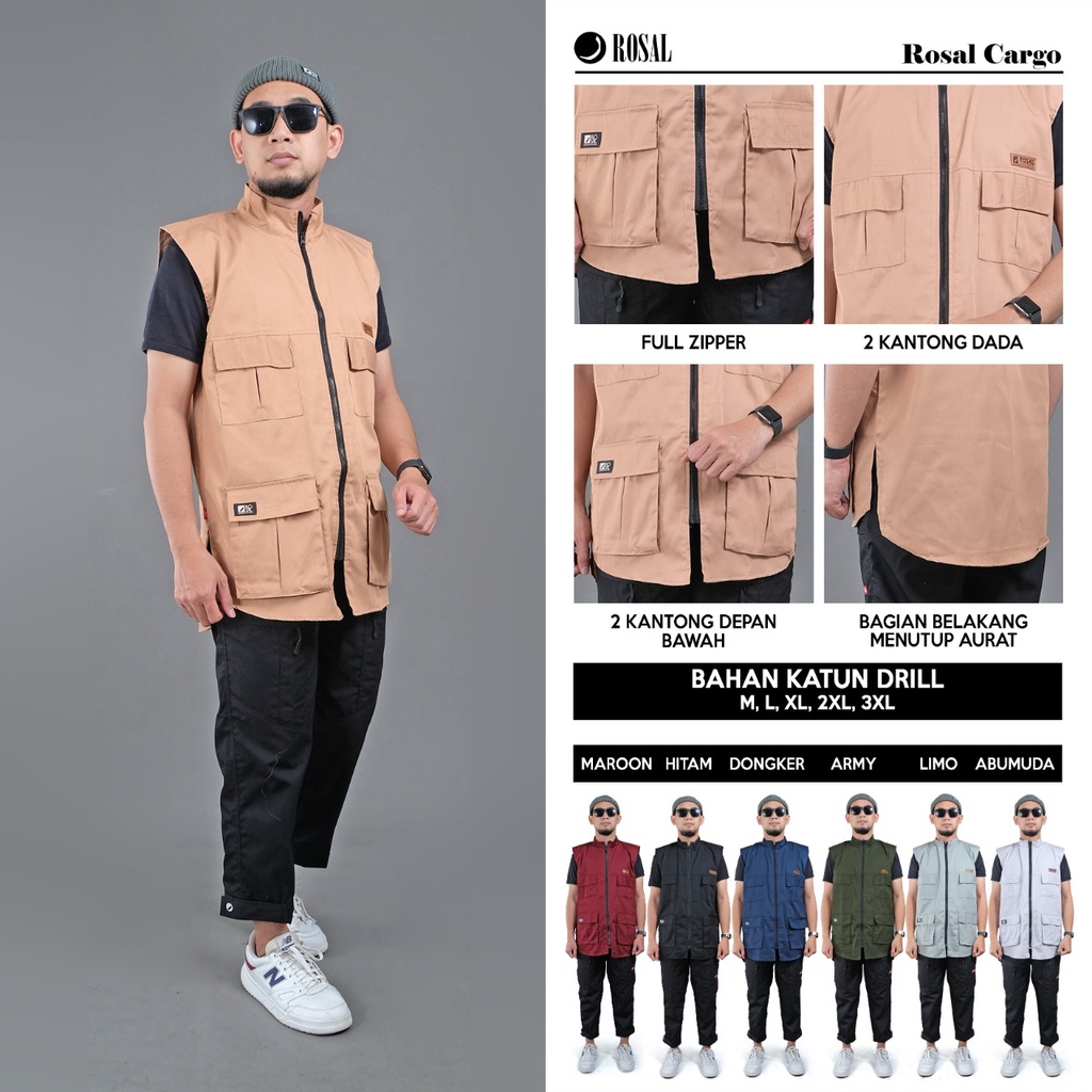 Rompi Shalat Cargo ROSAL Rompi Jaket Kargo Outdoor Pria Dewasa