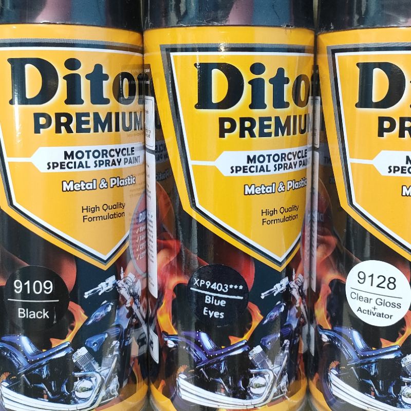 Pilok Cat Diton Premium Paket Lengkap 3 Kaleng Blue Eyes XP9403 Xirallic Xiralic Biru Black 9109 Clear Gloss 9128 400cc Pilok Paketan Cat Semprot Special Spray Paint