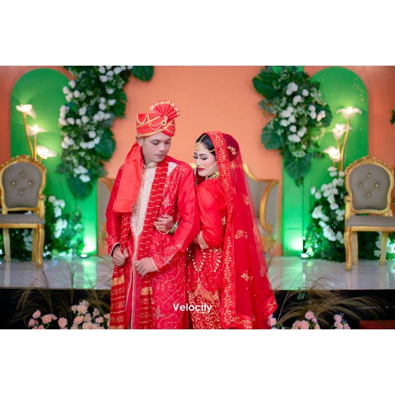 satu set/ satu kali pake/ baju India/ baju pengantin India/ gaun India/gaun pengantin India/aksesori