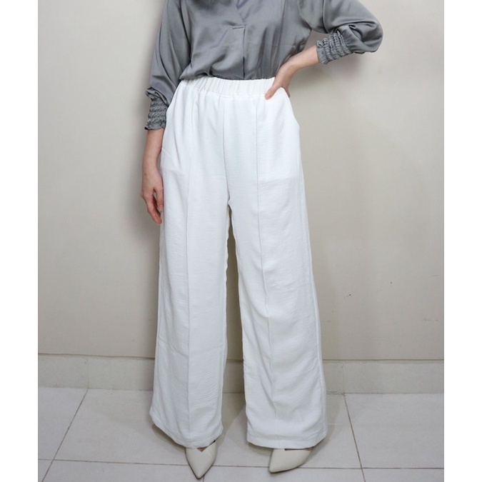 Kulot Bells Highwaist Bahan Crinkle Airflow Wanita Kekinian