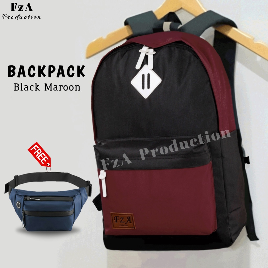 Tas Ransel  Punggung Distro Casual Pria Wanita / Tas Ransel Laptop Original FzA FREE Tas Waistbag Trendy