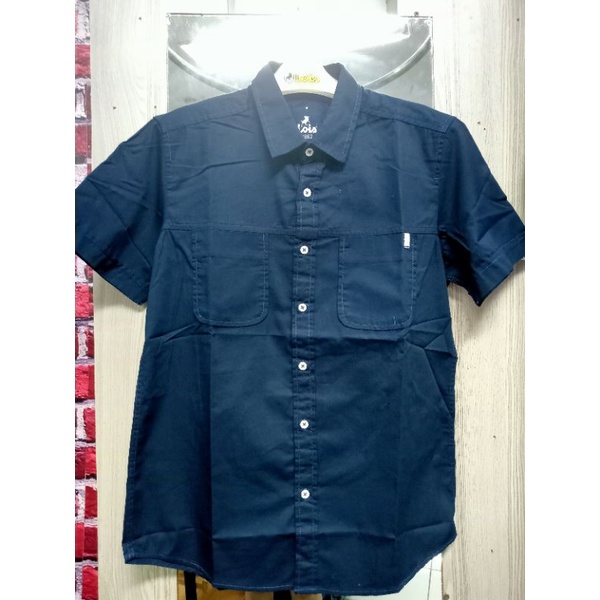 LOIS :- kls 313Kemeja Katun Lengan Pendek Pria Reguler Fit / Baju Kerja Casual Original Cowok Keren