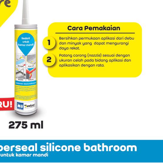 MU Weber Weberseal Silicone Bathroom Sealant untuk Kamar Mandi 275 ml - Transparant