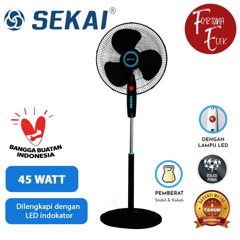 SEKAI Stand Fan Kipas Angin Tumpu 16 Inch SFN 1621 Kaki Bulat Hitam