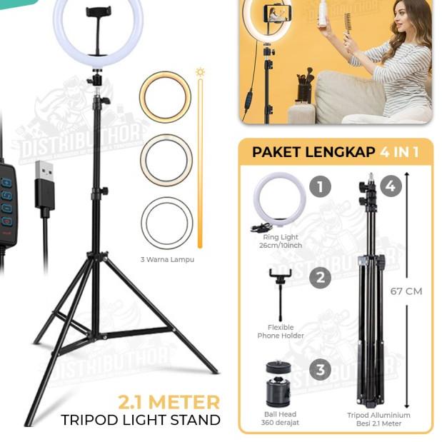 Tripod Ring Light 2 Meter Besi Tripot Handphone Panjang Kuat Kokoh - Tripod 2.1m