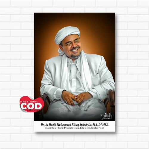 HIASAN DINDING TEMA HABIB RIZIEQ BIN HUSEN SYIHAB / FOTO HABIB RIZIEQ BIN HUSEN SYIHAB / POSTER KAYU