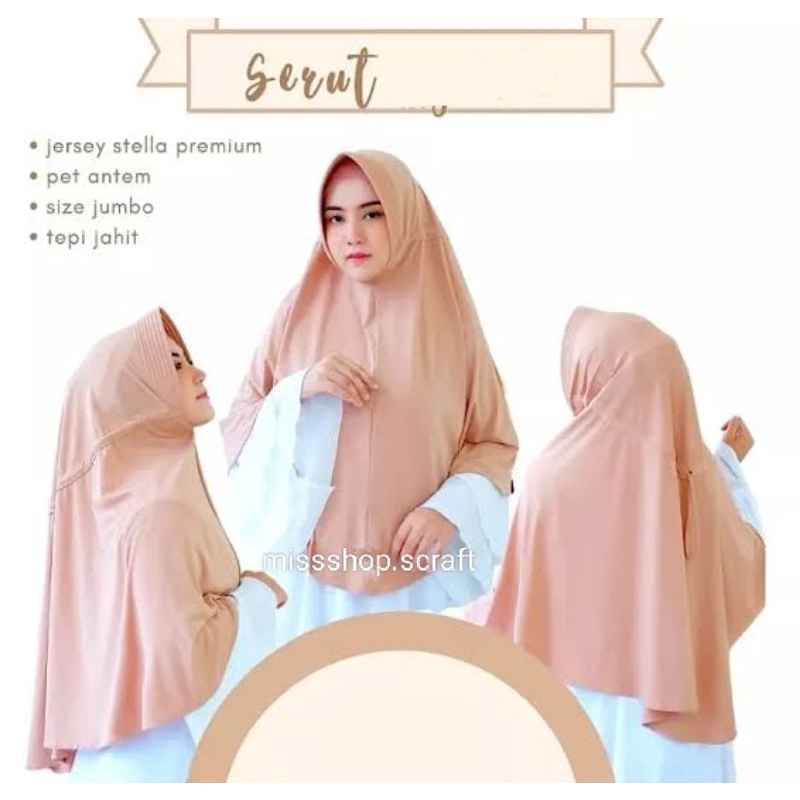 Jilbab Instan Serut Hamidah ( SIZE L ) Jilbab Serut