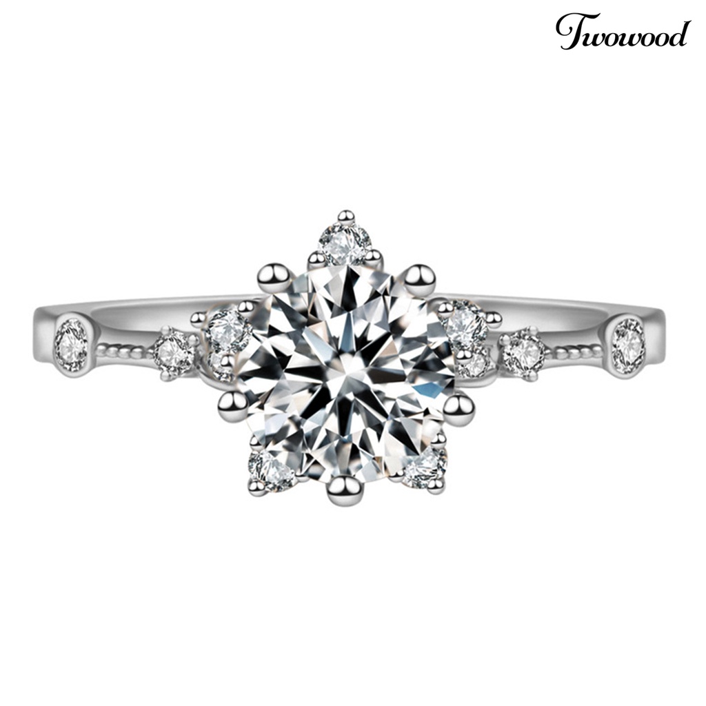 Cincin Bentuk Snowflake Model Open end Bahan Zircon Gaya Retro Untuk Wanita