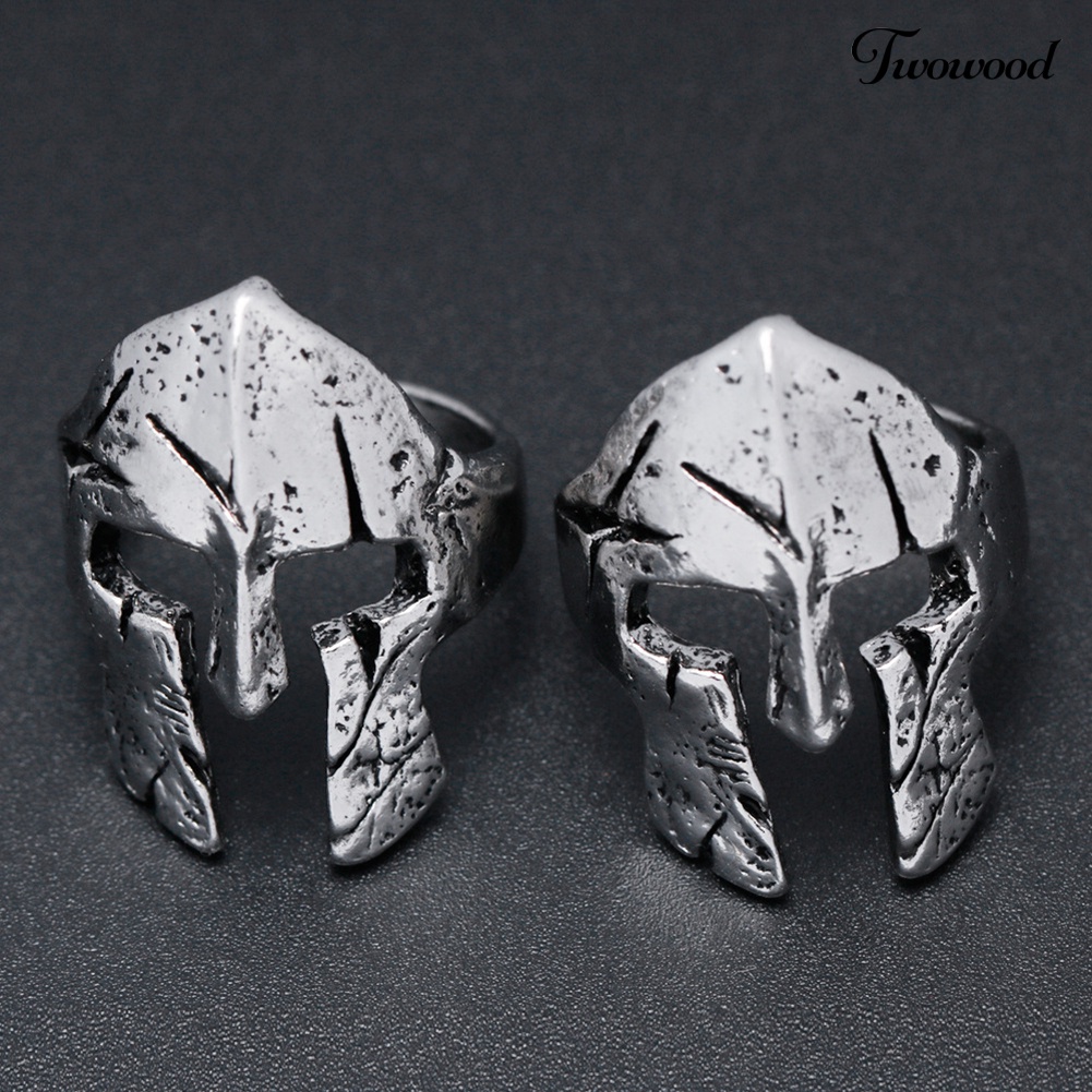 2 Pcs Cincin Jari Model Terbuka Desain Helm Spartan Hero Gaya Vintage Untuk Pria