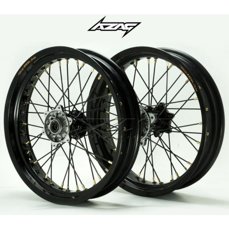 VELG SET SUPERMOTO HONDA CRF 150L EXCEL BLACK TROMOL BLACK