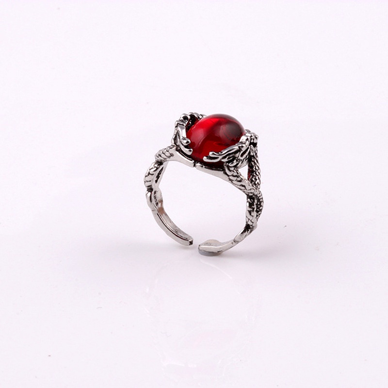 Cincin Desain Kepala Naga Ganda Bahan Zircon