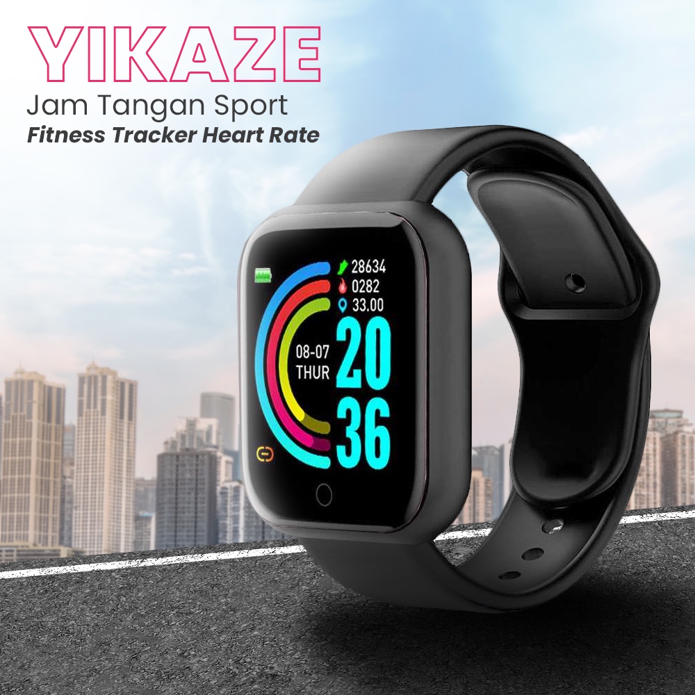 YIKAZE Jam Tangan Sport Fitness Tracker Heart Rate - D20S - Black