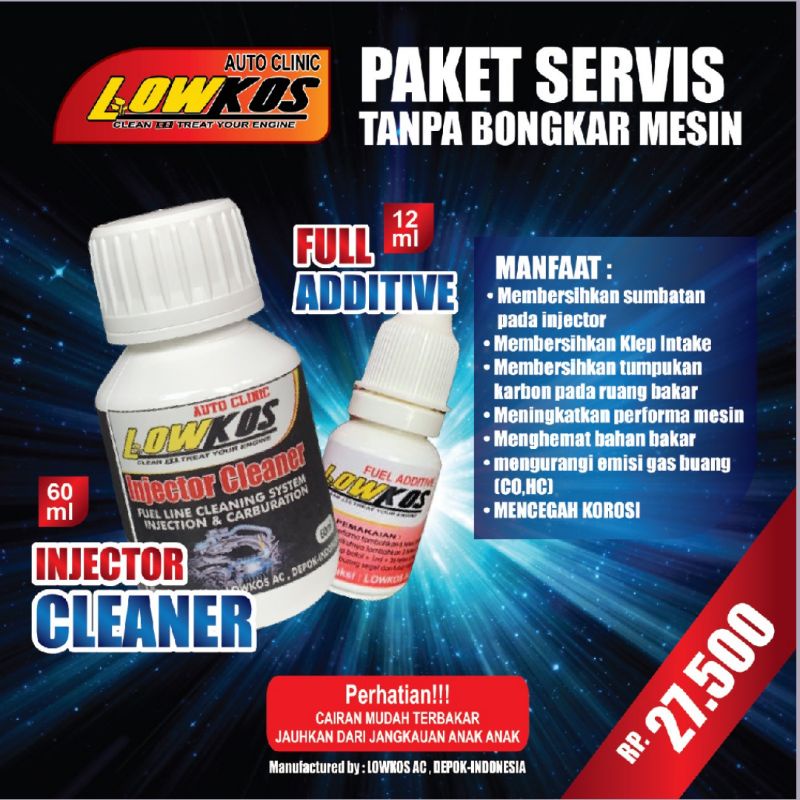 PAKET SERVIS MOTOR TANPA BONGKAR MESIN (Injector Cleaner 60 ml + Fuel Additive 12 ml)