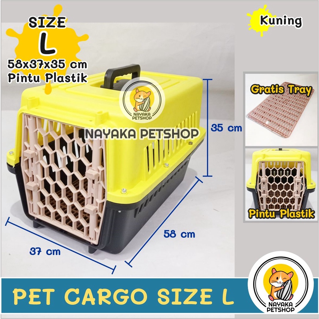 Ukuran L Pintu Plastik Pet Cargo Kucing Besar Pet Carrier Murah Jumbo Travel Kandila Musang