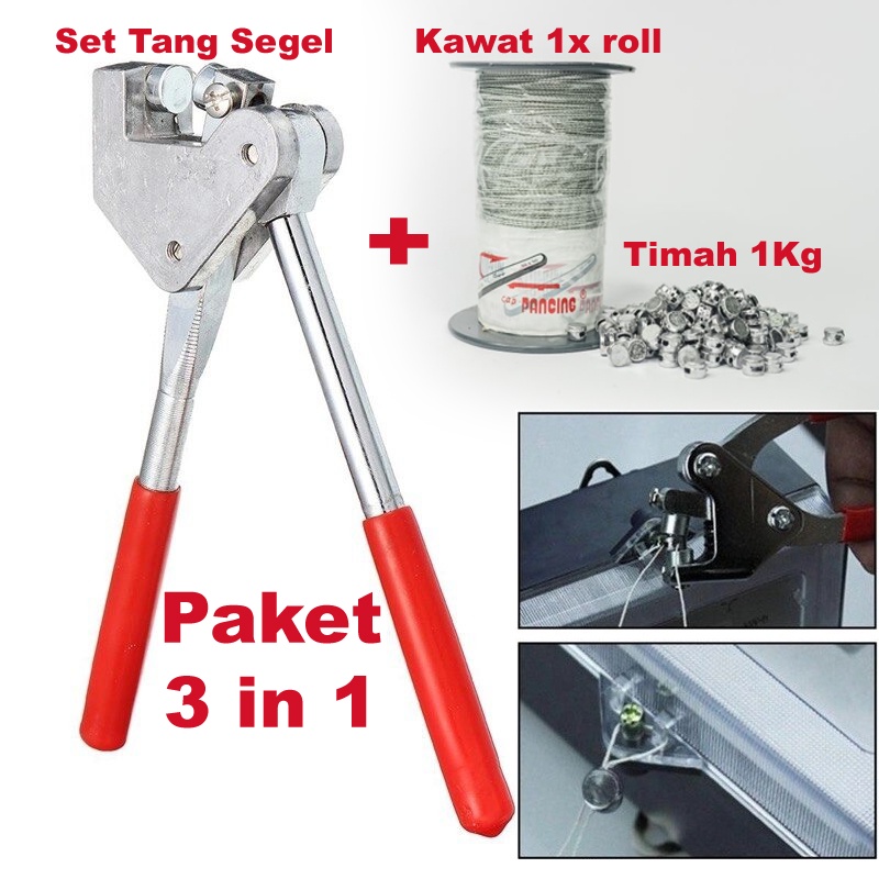 SET 3 IN 1 LENGKAP Tang Segel Sealing + Kawat segel 1roll + Timah Segel 10mm meteran pam / kawat segel pln / timah segel pln / Kawat Baja / Security Seal / Segel Mobil Tangki / segel gembok mobil box / pengaman