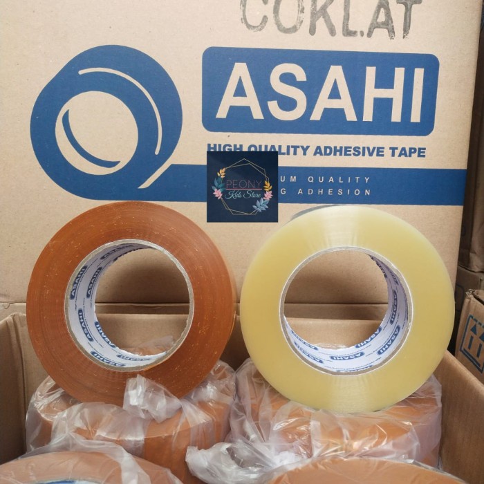 LAKBAN ASAHI 200 YARD FULL /lakban cokelat bening 200yard 45mm coklat