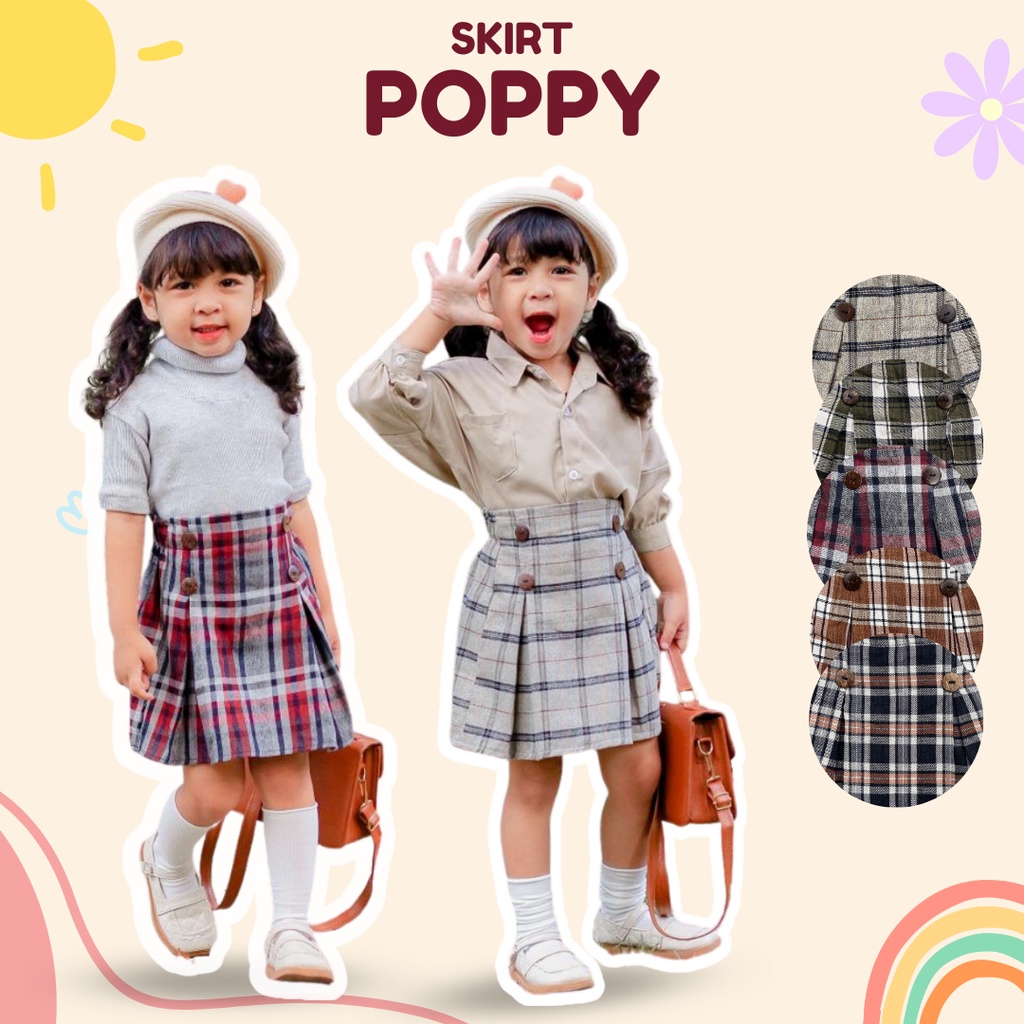 1-5TH ROK ANAK PENDEK POPPY SKIRT ANAK PEREMPUAN