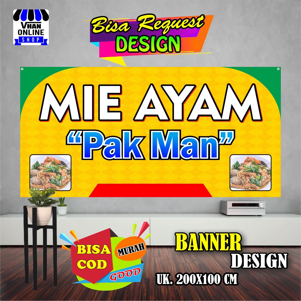 Spanduk Banner MMT Mie Ayam, Mie Ayam Bakso Bagus Murah Simple