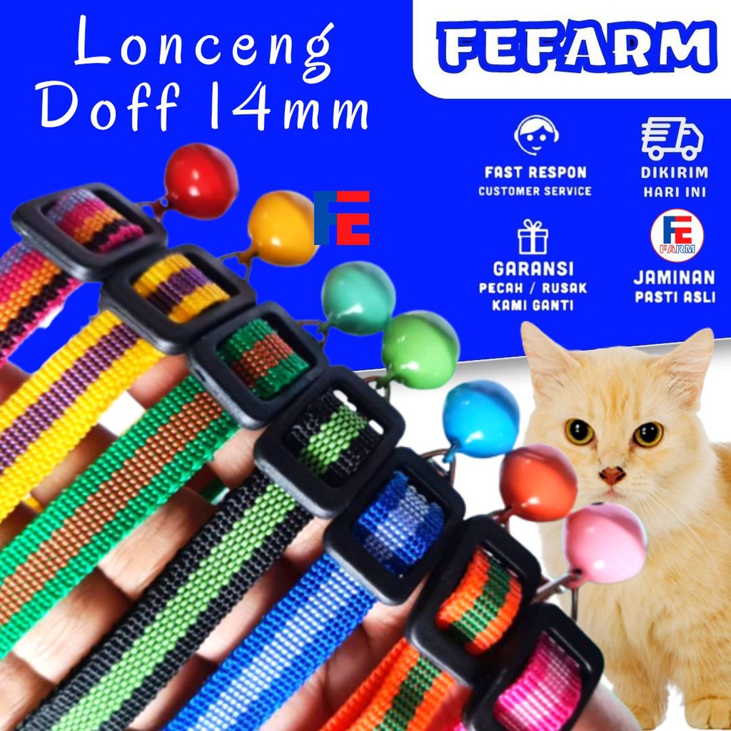 Kalung Kucing Stripe Lonceng Doff Terbaru Desain Menarik FEFARM