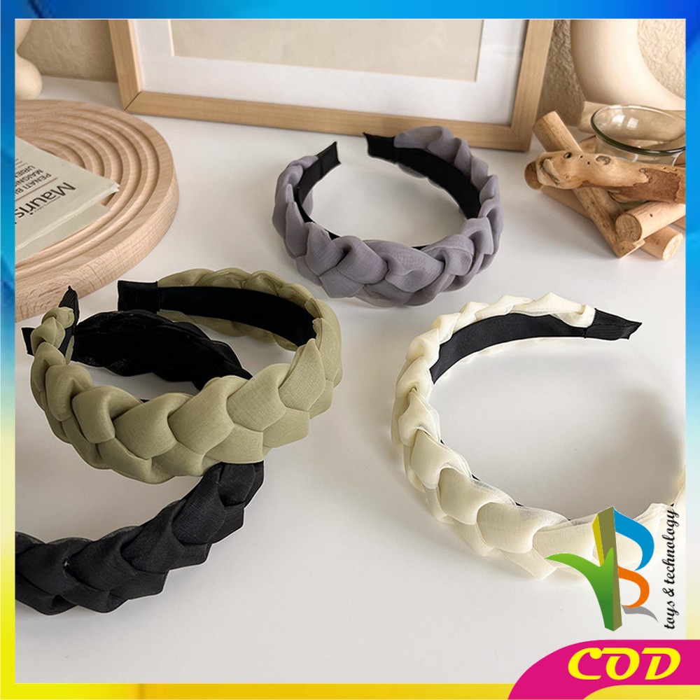 RB-C530 Bando Kepang Wanita Scrunchie / Bandana Nagita Organza / Headband Kepang Jalin Besar Ala Korea Aksesoris Rambut Wanita