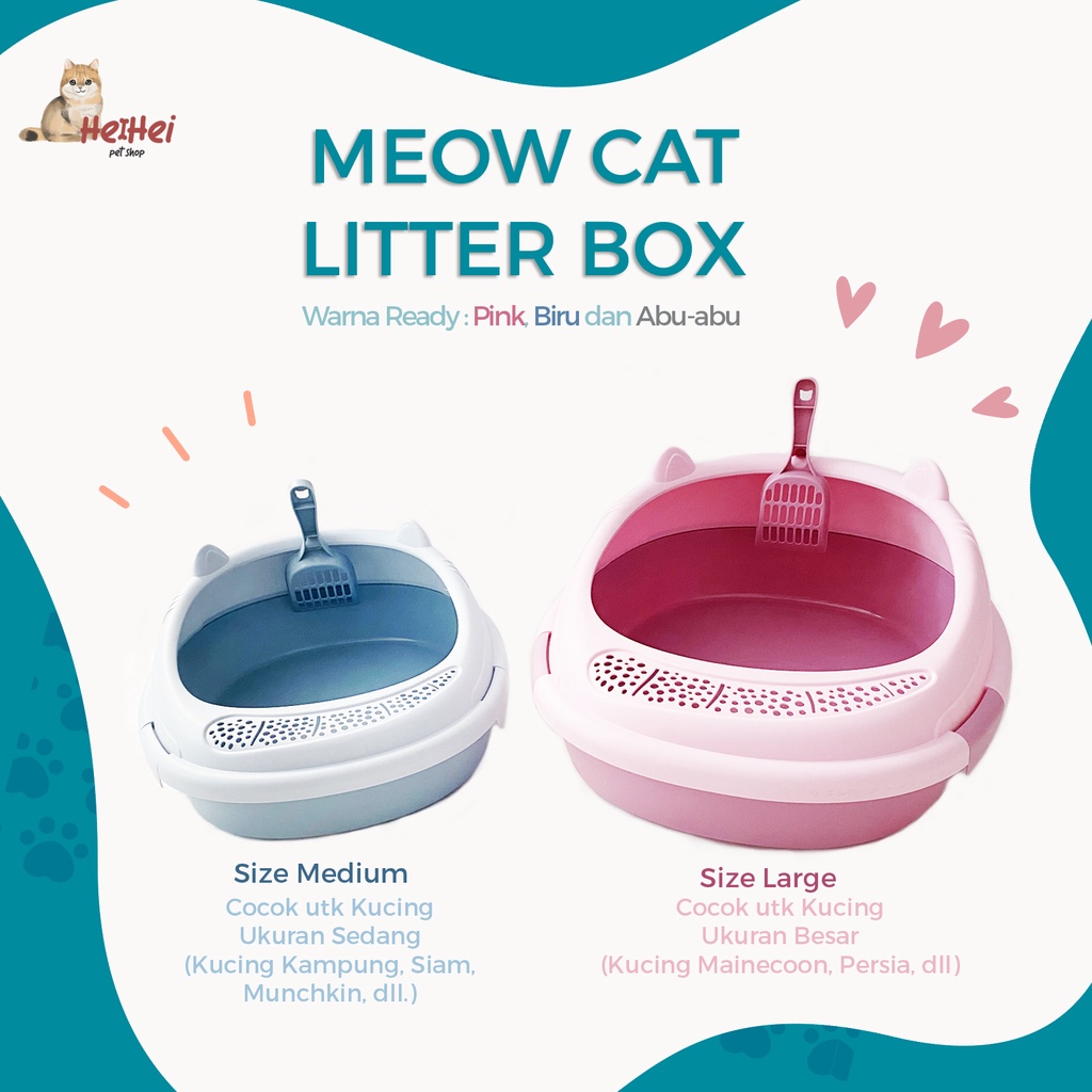 Bak Tempat Pasir Kucing Kitty Besar / Meow Cat Litter Box / Cat Toilet + Free Sekop