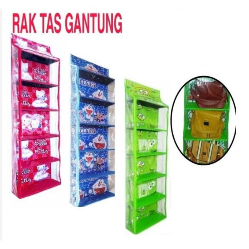 RAK TAS GANTUNG PLASTIK FULL  SLETING / KARAKTER
