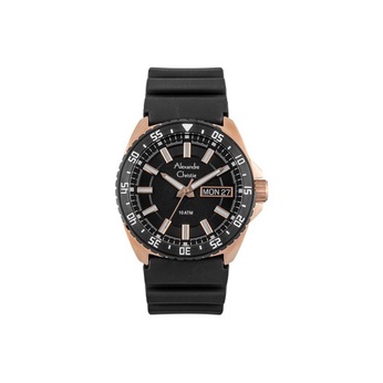 Jam Tangan Pria Alexandre Christie AC 6541 ME RBRBA Men Black Dial Black Rubber Strap