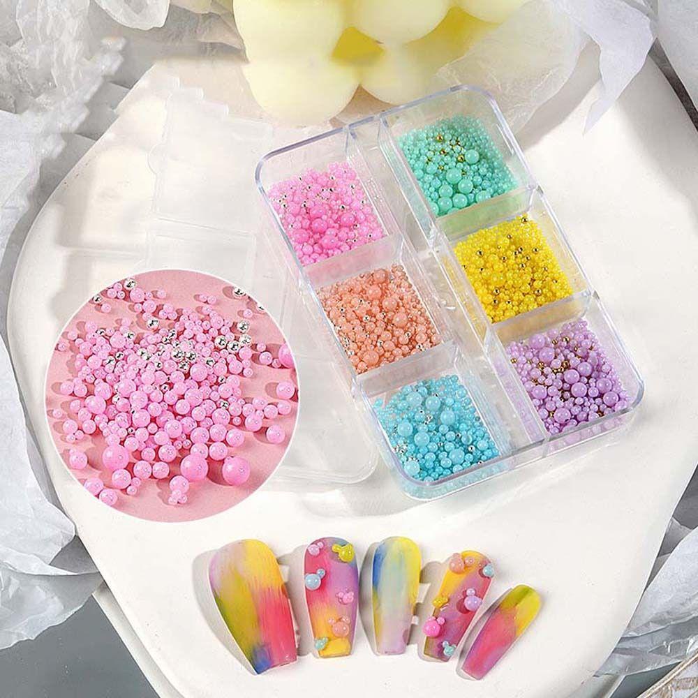 AUGUSTINA Agustina Nail Art Beads Wanita Ukuran Campur Bubble Balls|Hiasan Paku Perhiasan Nail DIY Warna