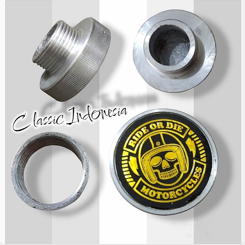 Tutup tangki cb japstyle custom drat motif helm yellow