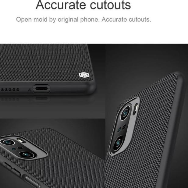 XIAOMI POCO F3 NILLKIN TEXTURED NYLON ORIGINAL HARD TPU SILICONE CASE - Hitam, XIAOMI POCO F3