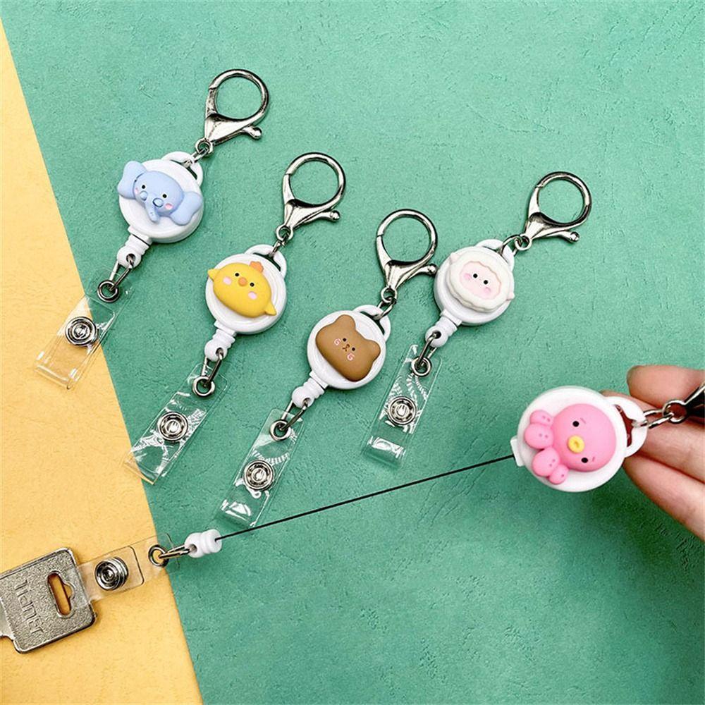 Nickolas1 Retractable Badge Reel Kantor Sekolah Perlengkapan Dada Kartu Kunci Lanyard Animal Bear Name Card Holder