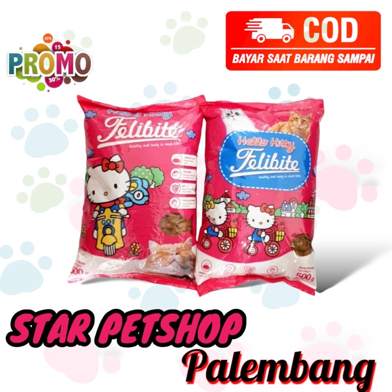 Makanan kucing Felibite Bentuk IKAN kemasan 500gram freshpack